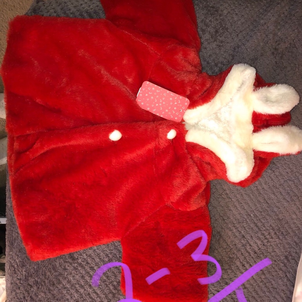 Red, White thick Coat 2/3 T